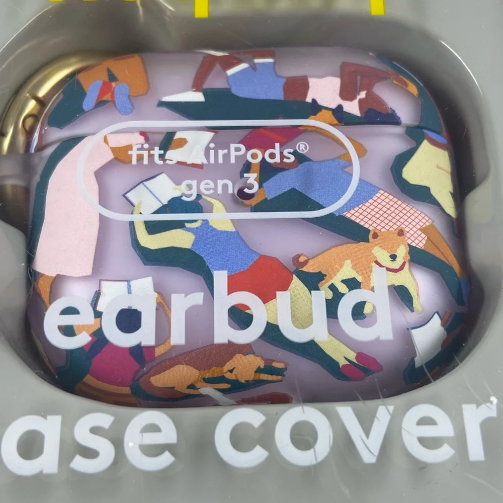 🔵 Heyday Earbud Case Covers for AirpodsGen3 w/ Ring Clip, Lounging People NWT